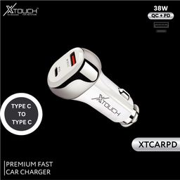 XTOUCH 38 W Qualcomm 3.0 Turbo Car Charger 2 Port Fast Car Charger Type C and USB Output- White image 4