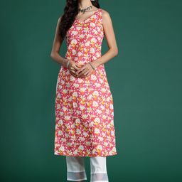 Indo Era Women Floral Printed Pure Cotton Kurta-33