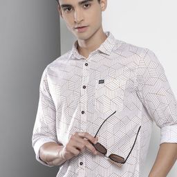 The Indian Garage Co Men White Printed Pure Cotton Casual Shirt-image-59