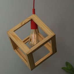 Homesake Beige Solid Handcrafted Cube Pendent Lamp-image-45