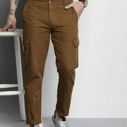 The Indian Garage Co Men Slim Fit Pure Cotton Cargos-picture-54
