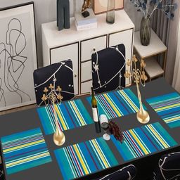 Aura 6Pcs Blue & Yellow Striped Table Placemats-image-38