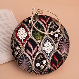 ARTKLIM Embroidered Shoulder Strap Box Clutch-35