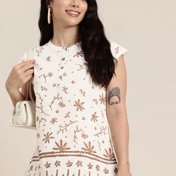 HERE&NOW Floral Printed Slit Cap Sleeve Top-image-54