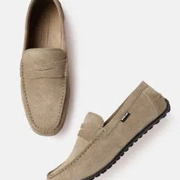 Woodland Men Round Toe Leather Penny Loafers-image-91