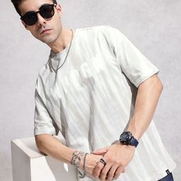 WROGN Dyed Brand Logo Printed Pure Cotton Oversized T-shirt-picture-29