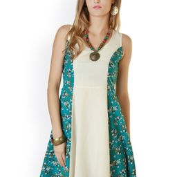 Belle Fille Pink White & Blue Floral Print A-Line Dress-image-79