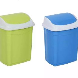 ARISTO 28 L Green & Blue Plastic Swing Lid Dustbin (Pack of 2)-1