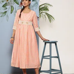 Inddus Pink Ethnic Midi Dress-picture-27