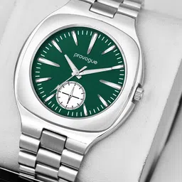 Provogue Men Brass Patterned Dial & Stainless Steel Straps Analogue Watch PR-GSQ027-GRN-CH-51