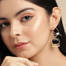 Anouk Gold Plated Beaded Contemporary Drop Earrings-8
