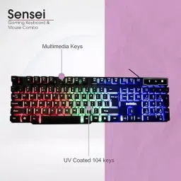 Zebion Wired Gaming Keyboard Mouse Combo Wireless Connectivity with RGB Lights, ITD108 image 4