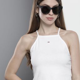 Tommy Hilfiger Solid Sleeveless Ribbed Crop Top-picture-58