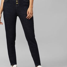 ONLY UNIQUE COLLECTION Women Navy Blue Skinny Fit High-Rise Low Distress Jeans-image-60