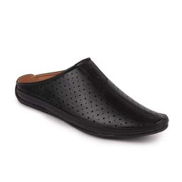 FAUSTO Men Black Perforations PU Mojaris-image-48