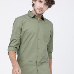 HIGHLANDER Men Olive Green Slim Fit Casual Shirt-image-58