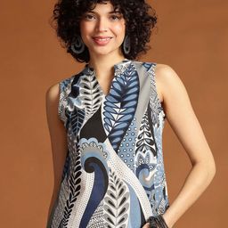 Anouk Printed Mandairan Coller Pure Cotton Top-image-59