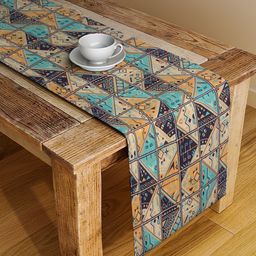 Alina decor Blue & Yellow Abstract Digital Printed Table Runner-12