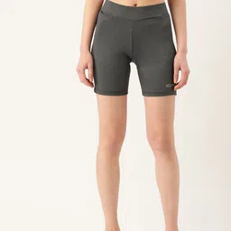 Sweet Dreams Women Charcoal Grey Solid Regular Fit Workout Shorts-image-1