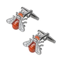 bodha Men Orange & White Silver Plated Antman Cufflinks-image-8