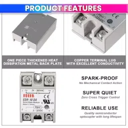 amiciSmart Solid State Relay 10 Amp 3-32 V DC Input to Control 24-380 V AC Devices, 1xSSD-RLY-10A image 3