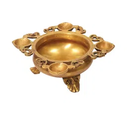 POSHIFY Pure Brass Urli with 4 Diya for Home Pooja Room-image-80