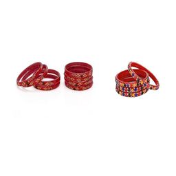 1ST TIME Set Of 12 Red Alloy Artificial Stones & Beads Antique Bangles-picture-45