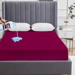 AVI Maroon Terry Water Resistant Mattress Protector-image-59