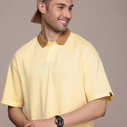 WROGN Polo Collar Pure Cotton Drop Shoulder Oversized T-shirt-picture-31