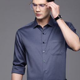 Louis Philippe Pure Cotton Classic Self Design Textured Slim Fit Formal Shirt-image-23