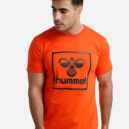 hummel Men Orange & Black Printed T-shirt-image-65