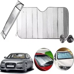 Auto Pearl F03 Dashboard Sun Shade Cover with Suction Cup for Audi A6 (Silver)-35