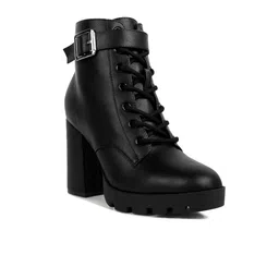 London Rag Women Mid Top Platform Heel Regular Boots With Buckle Detail-7