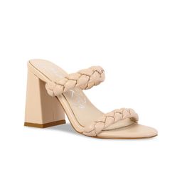 London Rag Beige Textured PU Block Heels-38