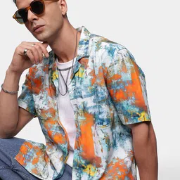 FCUK Relaxed Fit Opaque Abstract Printed Casual Shirt-image-11