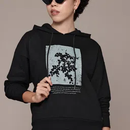The Roadster Lifestyle Co. Women Printed Hooded Sweatshirt-picture-0