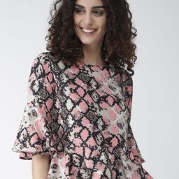 Style Quotient Women Pink & Black Snakeskin Print A-Line Top-image-31