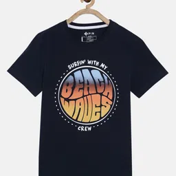 3PIN Boys Navy Blue Printed Round Neck T-shirt-image-96