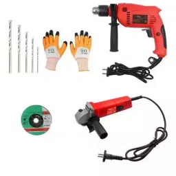 Hillgrove 850 W Angle Grinder, 700 W Drill Machine & 5 Pcs Drill Bits Combo, HGCM390M1-7