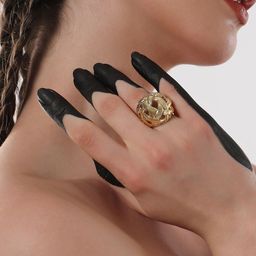 SOHI Gold-Plated Basket Weave Adjustable Finger Ring-31