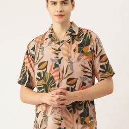 Rapra The Label Men Comfort Tropical Printed Cuban Collar Relaxed Fit Casual Shirt-image-70