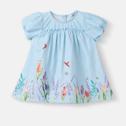 Nauti Nati Girls Striped Printed Puff Sleeve A-Line Dress-picture-5