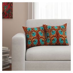 SEJ by Nisha Gupta Floral Premium 16 by 16 cushion covers Pack of 2 - Brown-image-60