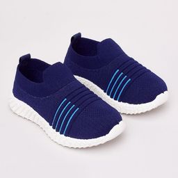 Priaansha KidsUnisex Mesh Designed Stripe Print Slip On Shoes - Navy Blue-image-81