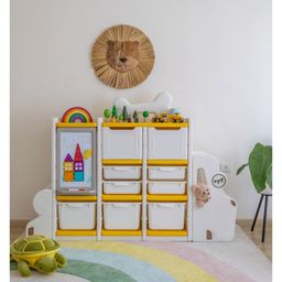 Miniture Toy Vault: Puppy Toy Storage Organizer with Whiteboard - Off White-28