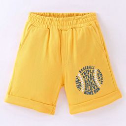 Taeko Single Jersey Knit Above Knee Length Baseball Graphic Shorts - Mustard Yellow-image-63