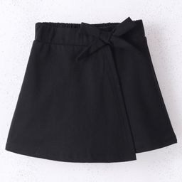 CrayonFlakes Solid & Bow Detailed Flapped Skort - Black-image-53