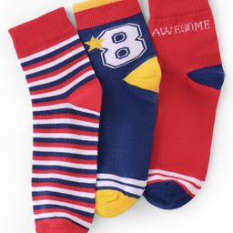 Pine Kids Nylon Spandex Ankle Length Socks Stripes Print Pack of 3 -  Multicolor-image-60