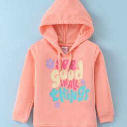 Tango Looper KnitFull Sleeves Sweat Hooded T-Shirt with Text Print - Peach-picture-28
