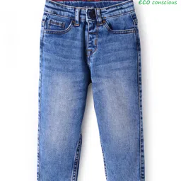 Babyoye Eco Conscious Cotton Elastane Woven Full Length Washed Jeans - Blue-picture-33